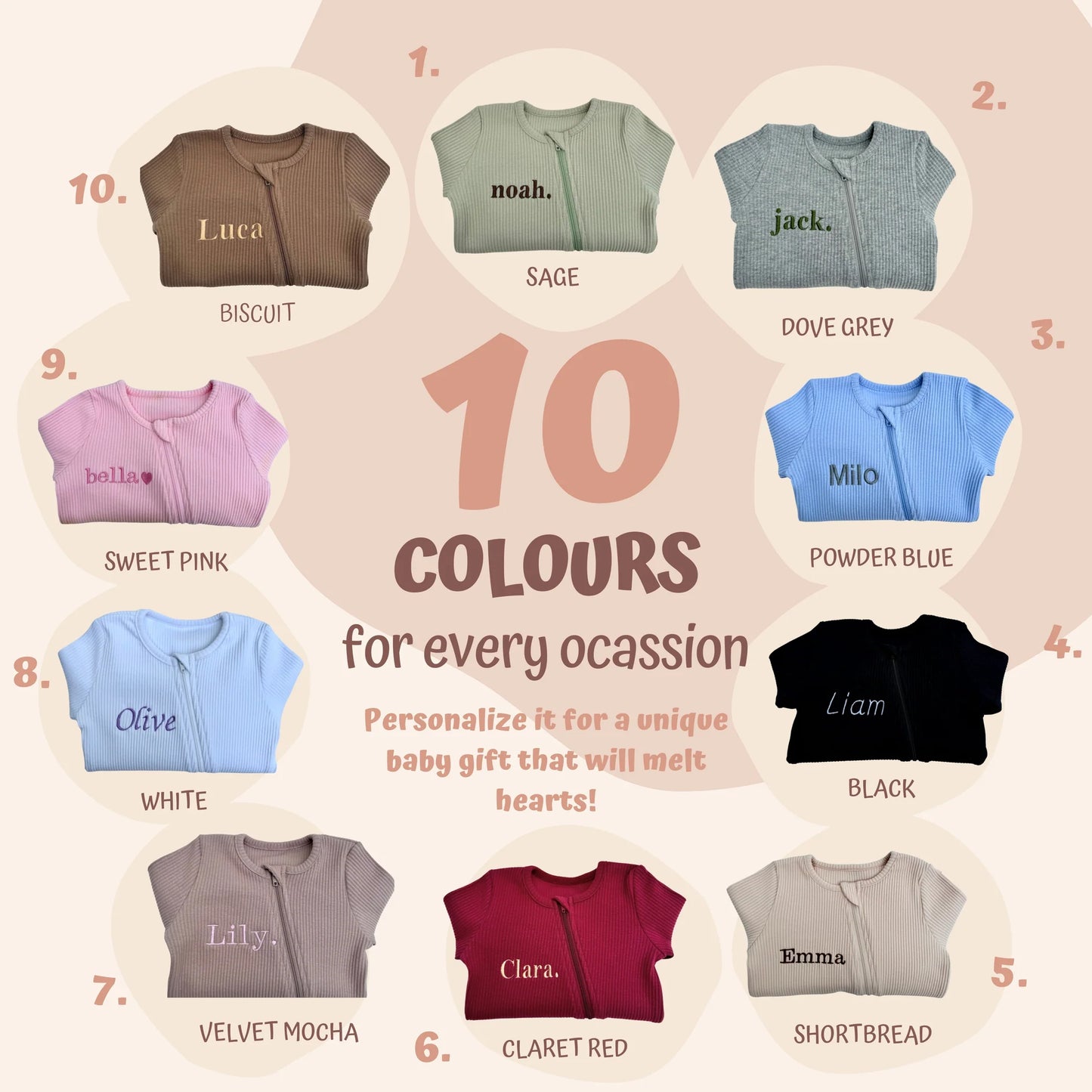 Personalised Embroidered Easter Bunny Ribbed Sleepsuit