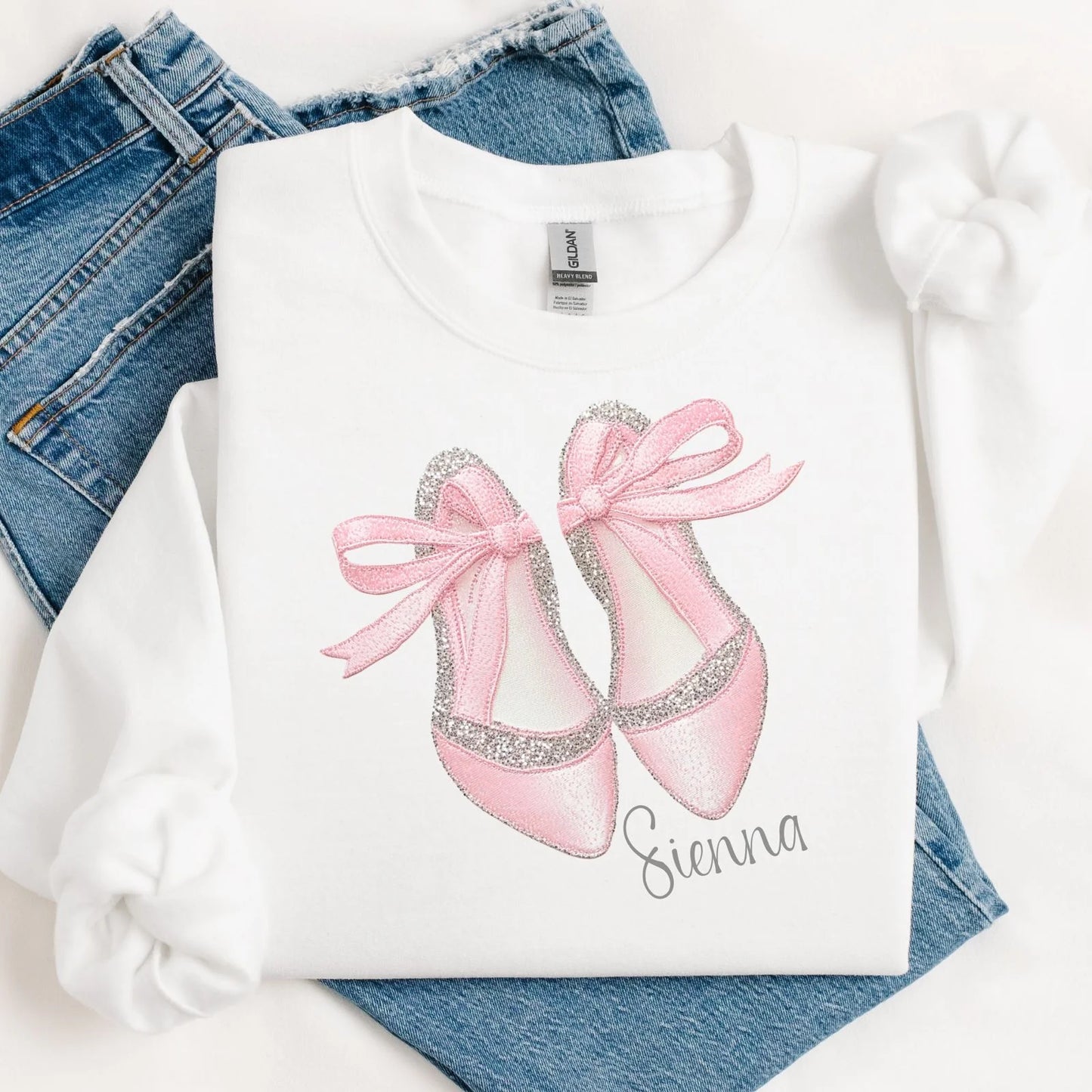 Personalised Ballet Slippers Embroidery Style Vest/T-shirt