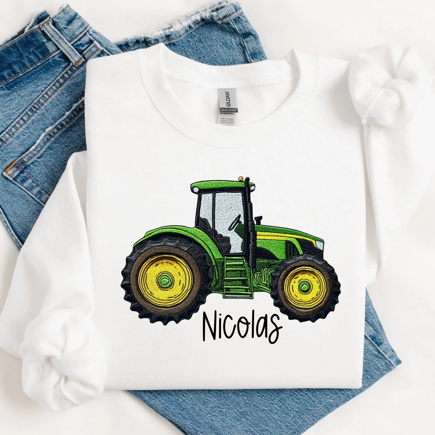 Personalised Tractor Embroidery Style Vest/T-shirt