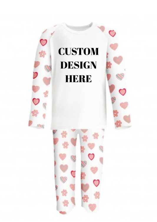 Custom Design Personalised Heart Print Pyjamas