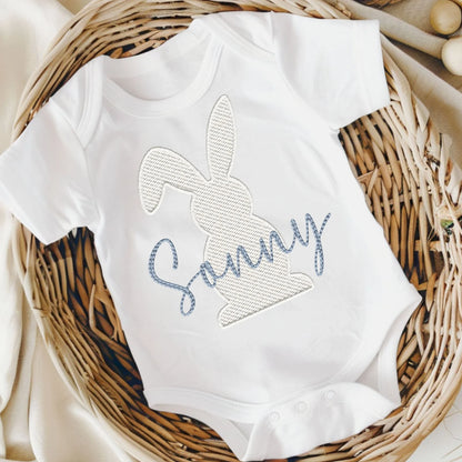 Personalised Bunny Embroidery Style Vest/T-shirt