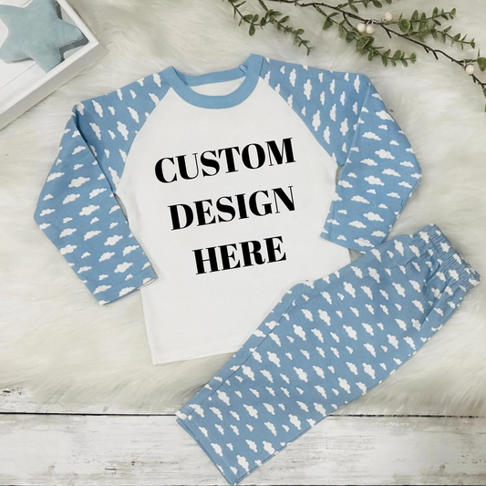 Custom Personalised Blue Clouds Pyjamas