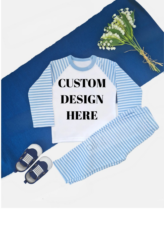 Custom Design Personalised Blue Stripe Pyjamas