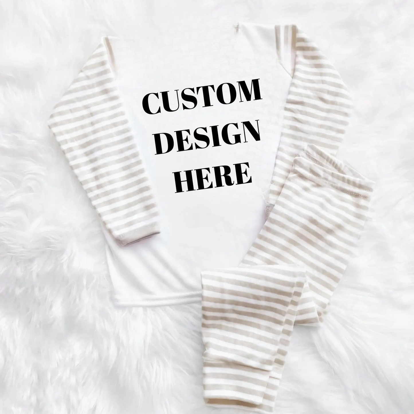 Custom Design Personalised Beige Neutral Stripe Pyjamas