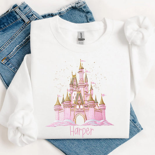 Personalised Castle Embroidery Style Vest/T-shirt