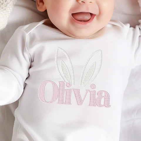Personalised Bunny Ears Embroidery Style Vest/T-shirt