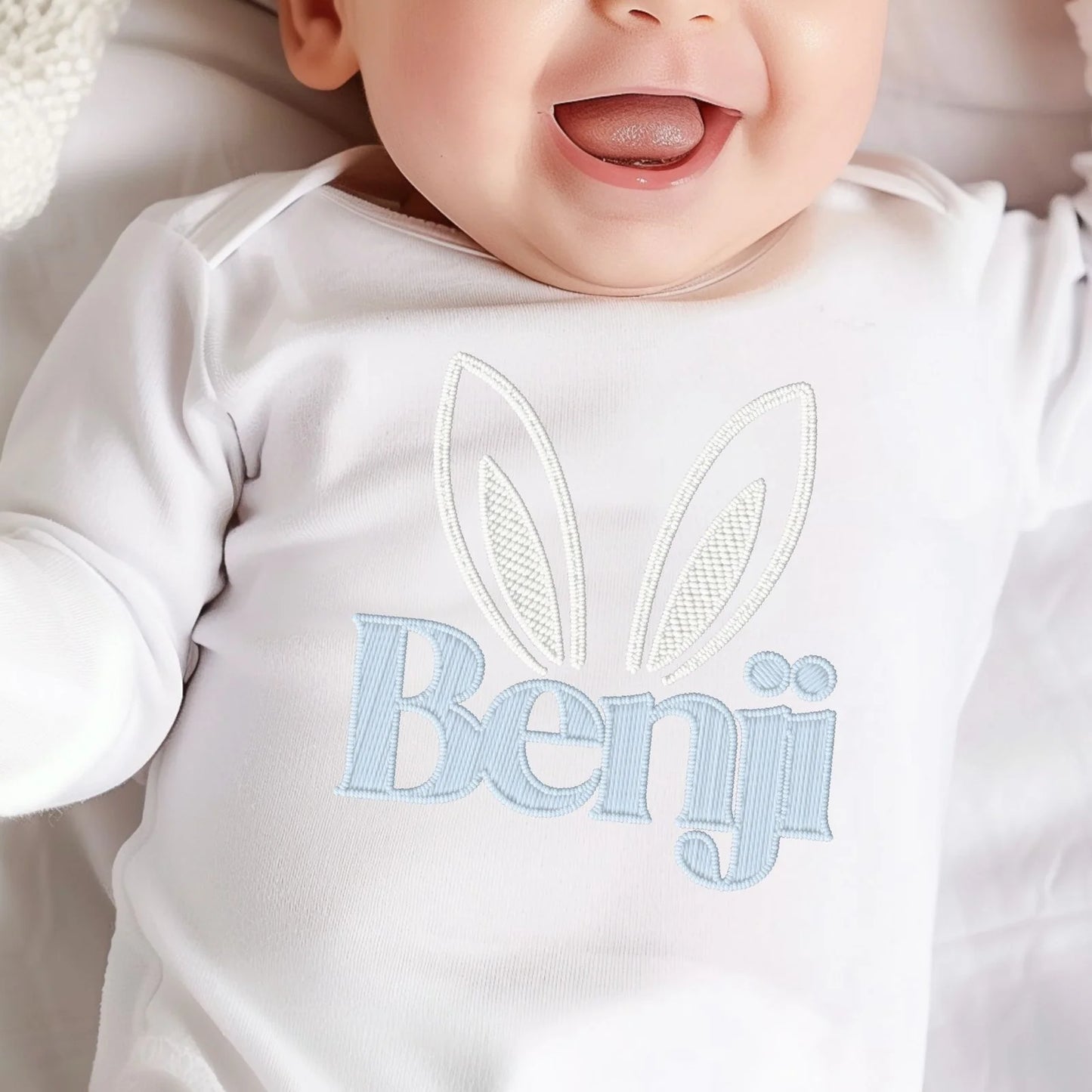 Personalised Bunny Ears Embroidery Style Vest/T-shirt