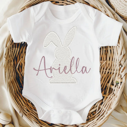 Personalised Bunny Embroidery Style Vest/T-shirt