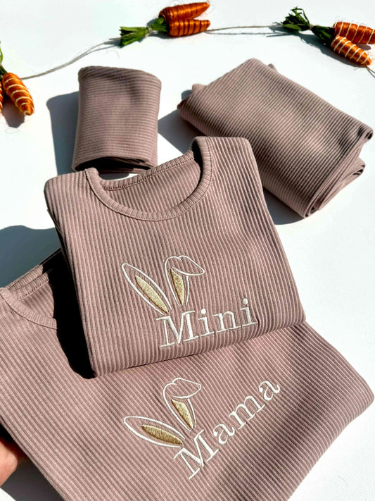 (ADULT) Personalised Easter Mama Mini Matching Ribbed Loungewear