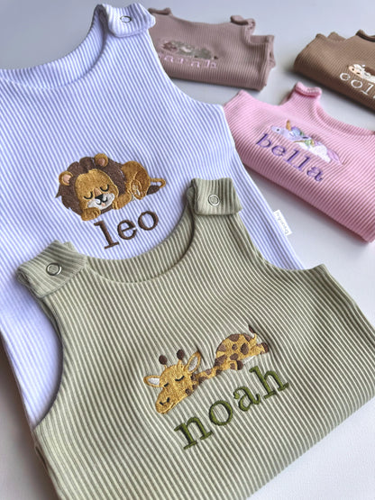 Personalised Animal Embroidered Ribbed Dungarees