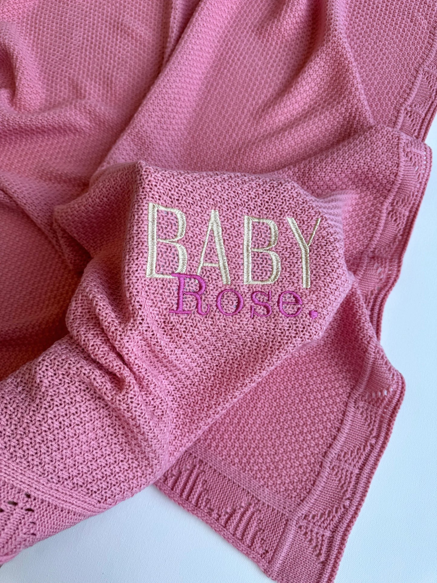 Personalised Embroidered Knitted Baby Blanket