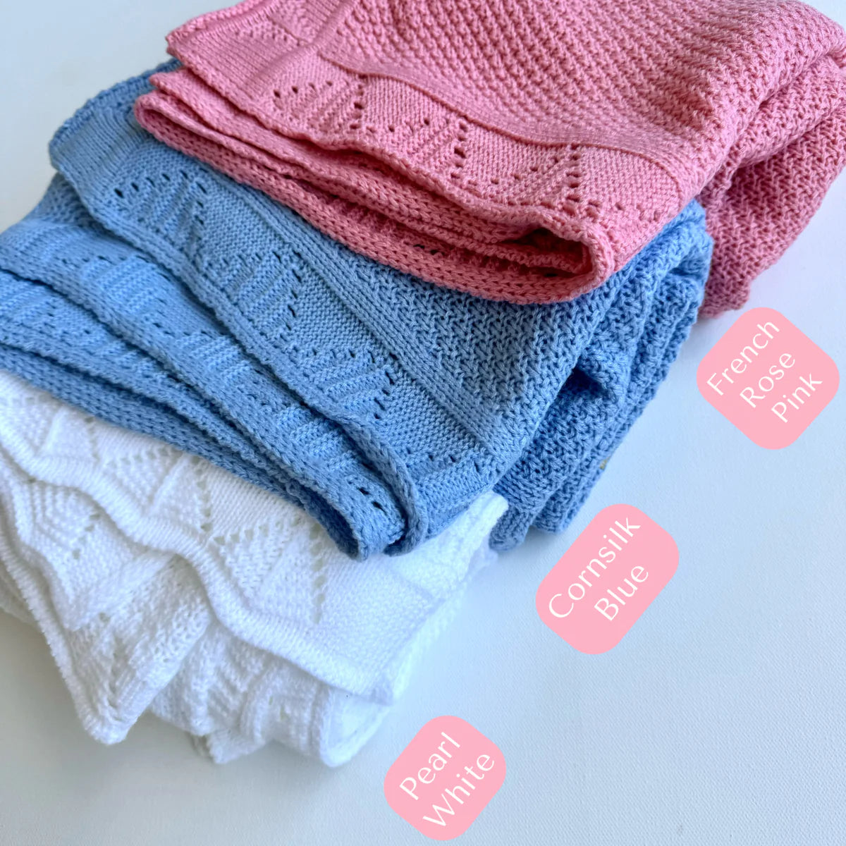 Personalised Embroidered Knitted Baby Blanket